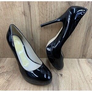 JOAN & DAVID Flipp Stiletto Pump Shoes 5" Heels 9 M Black Patent Leather